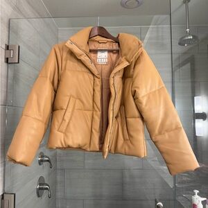 Abercrombie vegan tan leather puffer